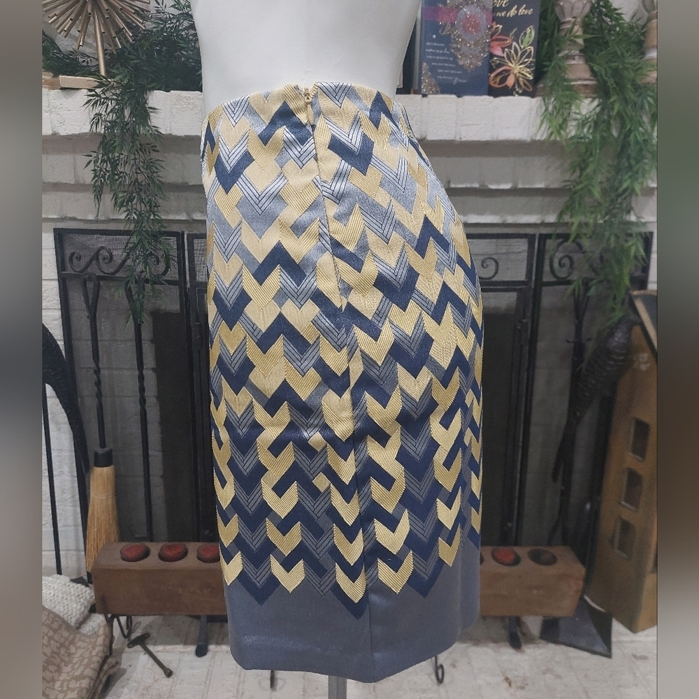 Max Sudio Chambray Jacquard Pencil Modern Career Skirt  Women's Size 8 - Picture 7 of 7